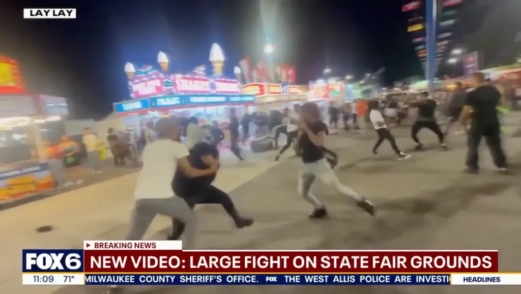 A massive brawl broke out at the Wisconsin State Fair on Aug. 16, 2026.