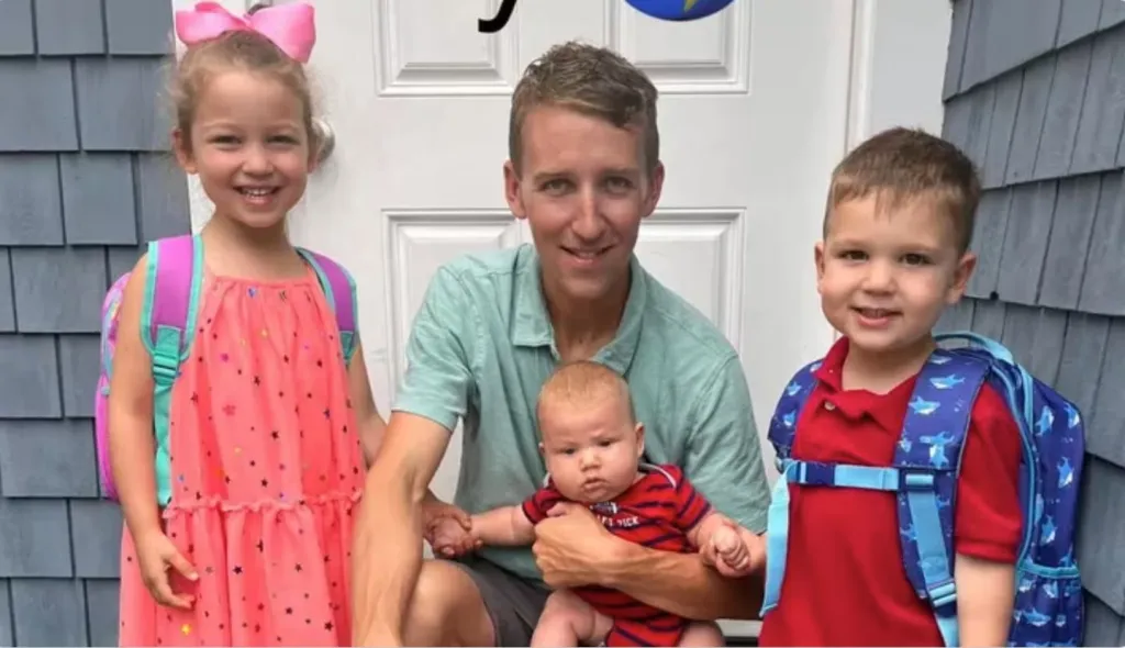 Patrick Clancy with his children, Cora, baby Callan and Dawson.