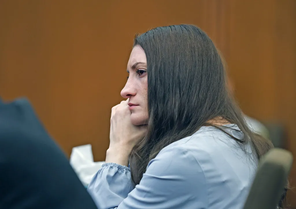 Lindsay Clancy at the defense table during closing arguments in her triple murder case.