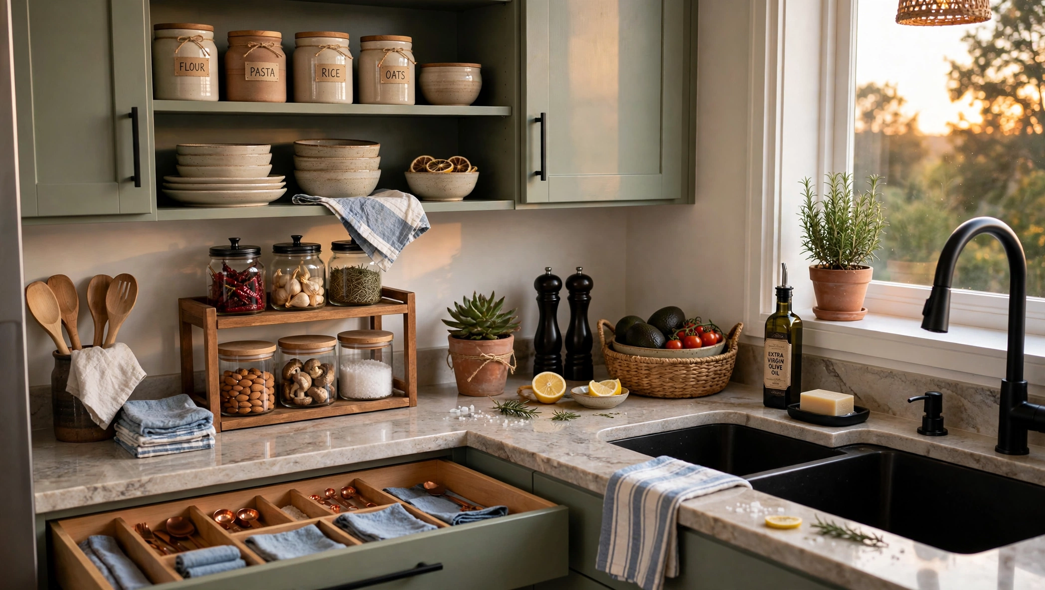 organize-small-kitchen-limited-cabinet-space